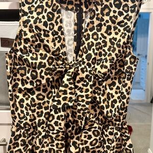 Maeve Leopard Print Bow Front Peplum Front Blouse